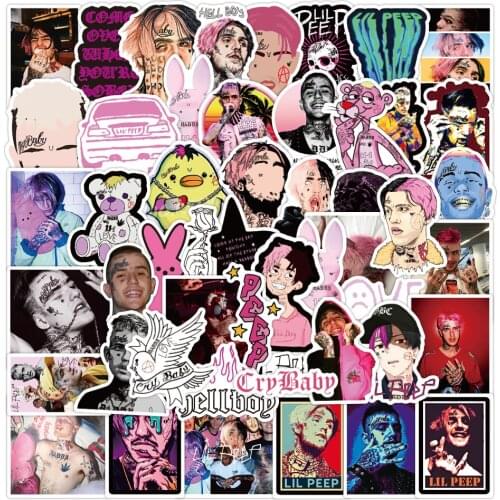 10/50Pcs Lil Peep Rapper Stickers For Laptop Luggage Motorcycle Suitcase Skateboard Phone PVC Decals DIY Gift