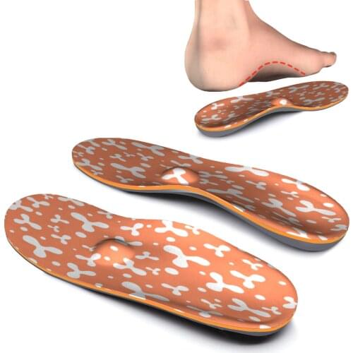 Orange Printing Arch Supports Orthotics Inserted Insole Lighten Flat Feet, High Arch, Foot Pain For Women and Men Sneaker Shoes