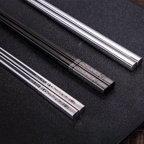 Zollor 1 Pair Stainless Steel Chopsticks Reusable Food Sticks Sushi Metal Iron Portable Chinese Healthy Food Stick Tableware