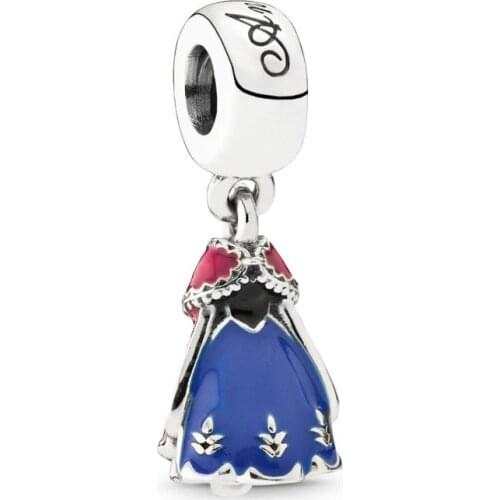 Fit original Europe bracelet woman fine jewelry necklace pendant 925 sterling silver princess dress charm enamel beads making
