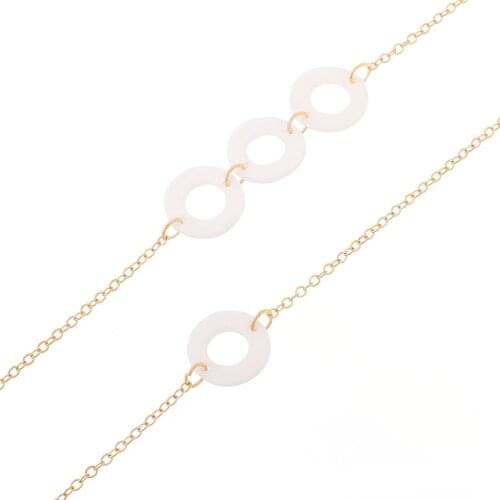 Simple new round shell girl sun glasses chain silver glasses rope
