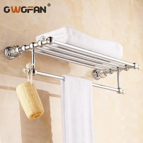 Luxury Towel Rail Bathroom Accessories Chrome Finish Towel Rack 2018 New Arrival Prateleira Cabideiro Double Towel Racks 4574