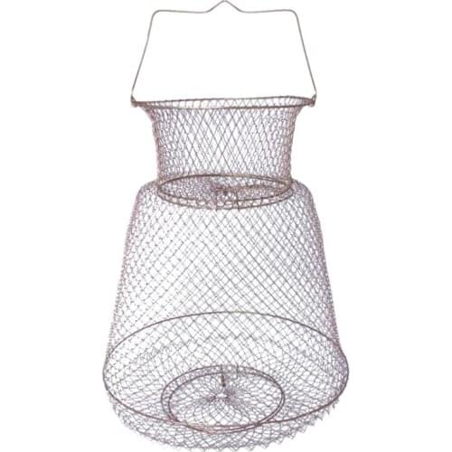 1 Pc Foldable Steel Wire Fishing Cage Fish Crab Squid Shrimp Trap Spring Door Portable Fish Basket Net Fishing Pot Tool