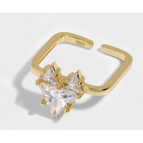Silvology 925 Sterling Silver Square Circle Heart Zirconia Ring for Women Shine Charming Korea Ring 2021 Trendy Designer Jewelry