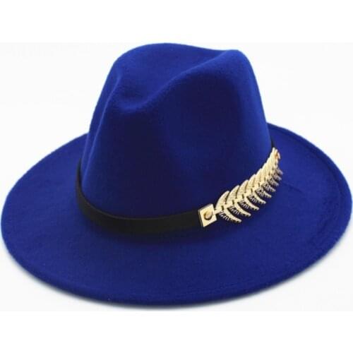 Seioum Leaf Felt Hat Men Fedora Hats with Belt Women Vintage Trilby Caps Wool Fedora Warm Jazz Hat Chapeau Femme feutre Panaman