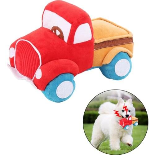 Pet Dog Bite Chew Toy Cartoon Car Shape Plush Stuffed Dogs Molar Training Toys