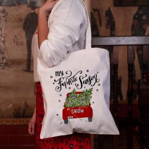 Merry Christmas Tote Bag Girl Gift Fashion Shopping Bags Christmas Colored Tree Harajuku Holiday Zipper Large Bags