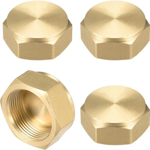 Uxcell Brass Female Pipe Fitting Valve Cap M20x1.0 Hex Head End Plug Connector 4pcs