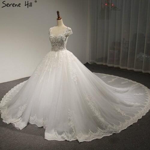 High-end Diamond Beading Lace Train Wedding Dresses 2020 Sleeveless Sexy Fashion Princess Bride Gowns Real Photo