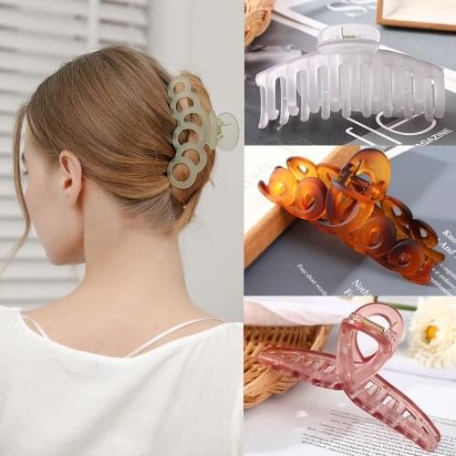 Transparent Big Hair Claws Elegant Frosted Acrylic Hair Clips Jelly Color Hairpins Barrette Headwear Women Girl Hair Accessories