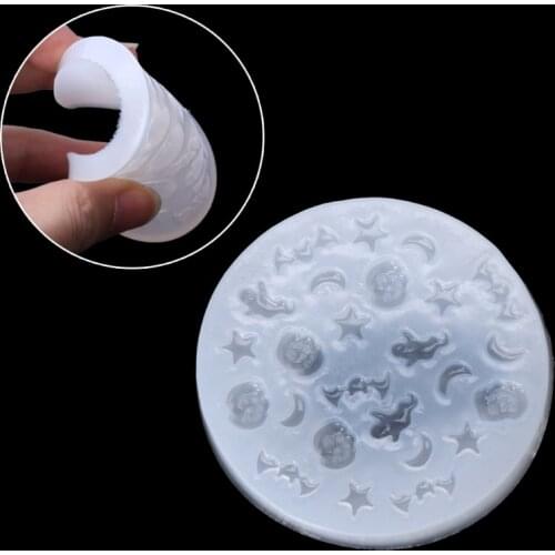 1 Pc White Jewelry Mold Saints' Day Bat Pumpkin Ghost Moon Pentagram Resin Silicone Mold DIY Pendant Jewelry Making