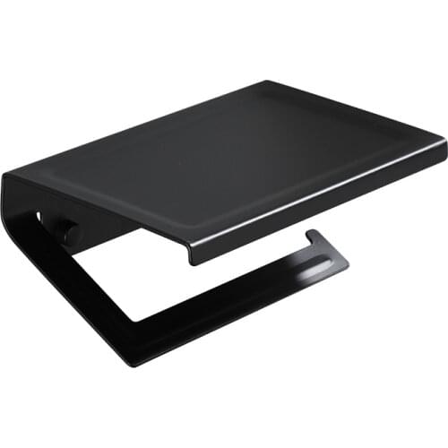 1PC Wall Mount Toilet Paper Holder Aluminum Tissue Paper Holder Toilet Roll Dispenser With Phone Storage Shelf for Bathroom