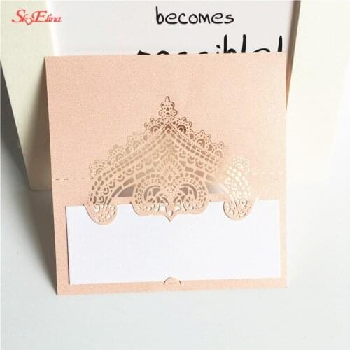 10/50/100pcs Laser Cut Luxury Flora Wedding Invitations Card Table Name Place Cards Place Name Card Party Supplies 5Z