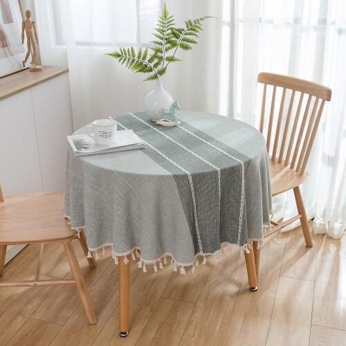 150cm Round Cotton Linen Tablecloth Living Room Tassel Coffee Table Placemat Table Cloth Picnic Mat Waterproof Tea Table Cover