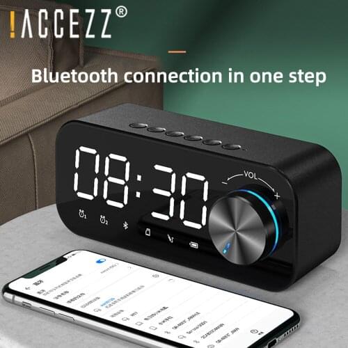 !ACCEZZ Wireless Bluetooth Speaker LED Display HiFi Bass Surround Mini Portable Outdoor Loudspeaker Support TF Cards Alarm Clock