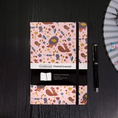 A5 Squirrel Hedgehhog Dotted Notebook Dot Grid Journal Hard Cover 100gsm Travel Planner Diary