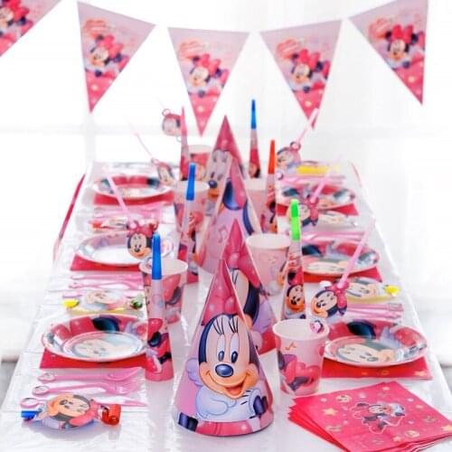 Disney Minnie Mouse party paper decor baby girl birthday Disposable tableware or balloon set Scenes Collection decor