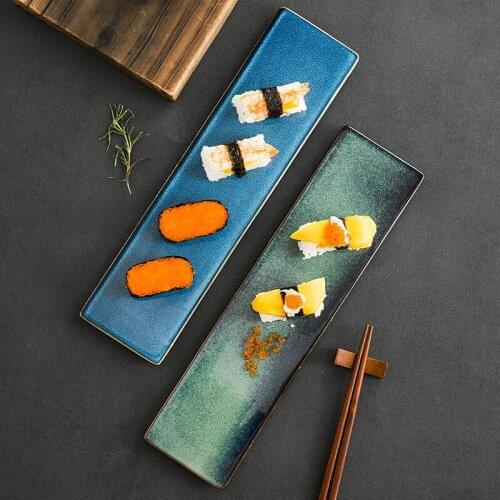 Long Flat Plates Rectangular Sushi Plates Restaurant Snack Plates Home Plates Ceramic Plates