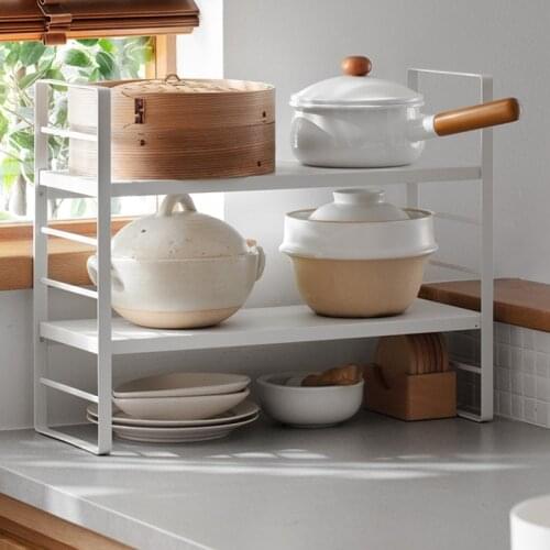 Household kitchen storage rack two layers seasoning shelf multi functional counter-top organizer