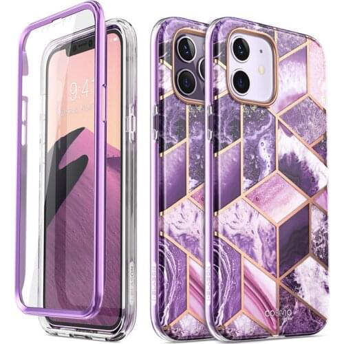 For iPhone 12 Case/12 Pro Case 6.1" (2020) I-BLASON Cosmo Full-Body Glitter Marble Bumper Case with Built-in Screen Protector