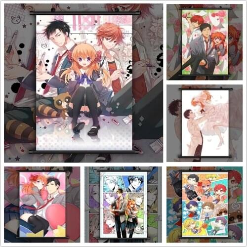 Canvas Home Decor Gekkan Shoujo Nozaki Poster Print Pictures Wall Art Plastic Anime Scroll Hanging Painting Bedside Background