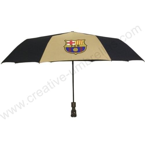 Customized mass cargo Oem Ex-factory three fold manual windproof promotion umbrella anti-rust advertising football club parasol