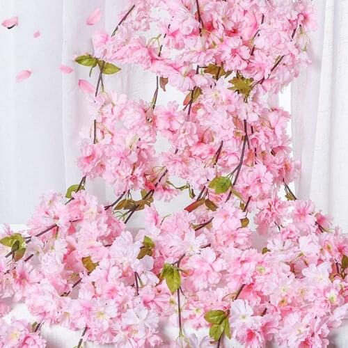 180CM False Cherry Vine False Cherry Artificial Wreath DIY Cane High Quality Wall Hanging Wreath Party Wedding Garden Decoration