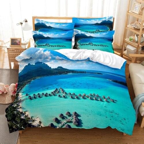 2-3 Pieces Sunshin Coconut Tree Bedding Set Duvet Cover Set 3d Bedding Digital Printing Bed Linen Queen Size Bedding Set