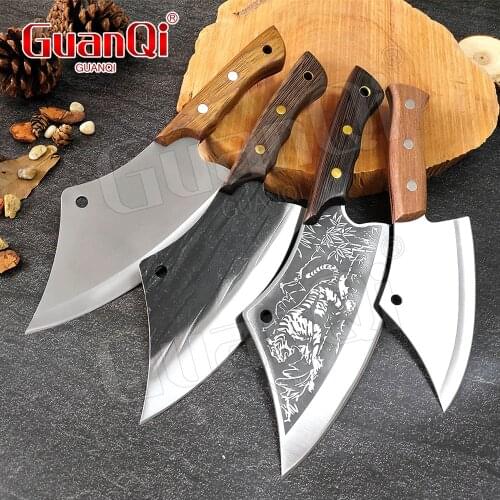 Full Tang Handmade Forged Chef Knife Butcher Slaughter Cleaver Knife Kitchen Chopping Knives Wood Handle Utility Slicing Cleaver