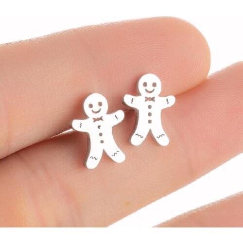 Tiny Stainless Steel Baby Boy Figure Stud Earrings Small Snowman Family Earring For Kids Lovely Funny Maxi Wedding Jewelry Gift
