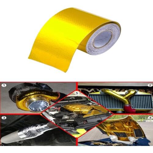 Exhaust Tape Heat Wrap Gold Thermal Air Intake Insulation Shield Reflective Heat Barrier Self Adhesive Engine 2 Inch 5/9/10M