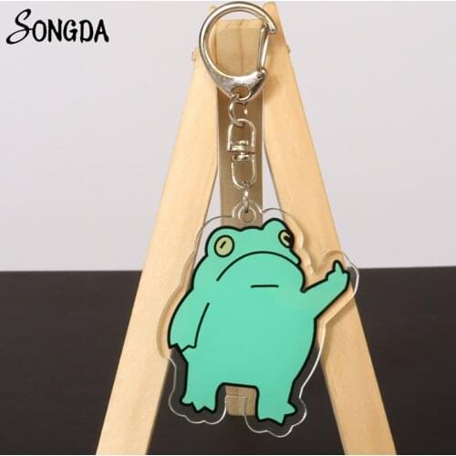 Cute Funny Frog Keychain Cartoon Animal Key Chains for Women Men Kids Backpacks Acrylic Pendant Key Ring Jewelry Gifts Wholesale