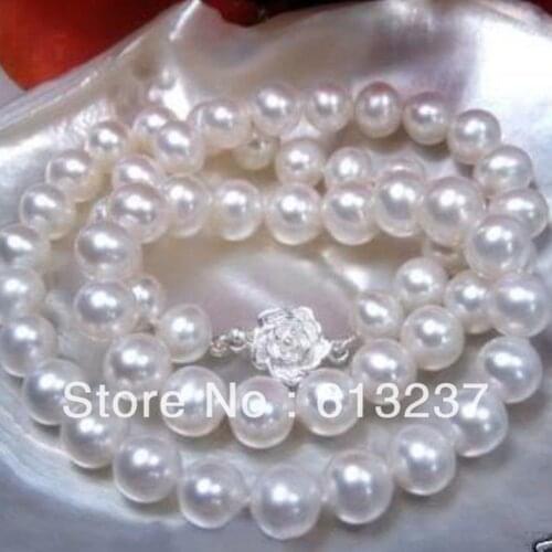 Fashion 8-9mm white akoya cultured freshwater round natural pearl diy necklace making 18 inch MY4516