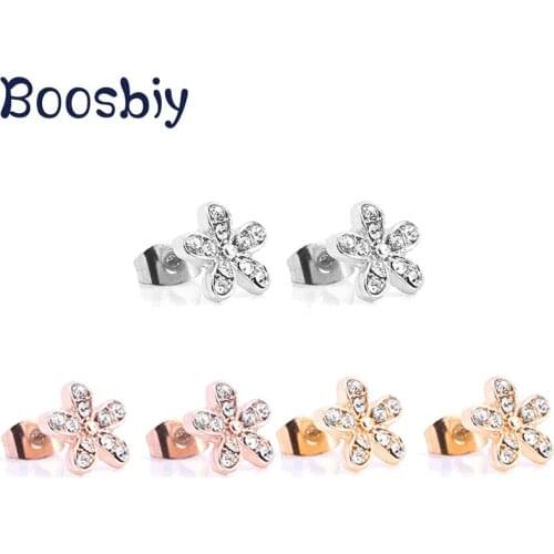 European Style Fashion Brand Jewelry Classic Daisy Flower Stud Earrings New Style Women Crystal Earrings Wholesale