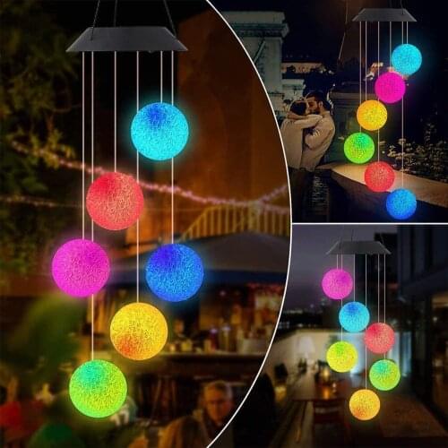 SMY Lighting Solar Wind Chimes Crystal Ball, Color Changing Solar LED Wind Chimes Decorative Lights for Patio,and Festival Decor