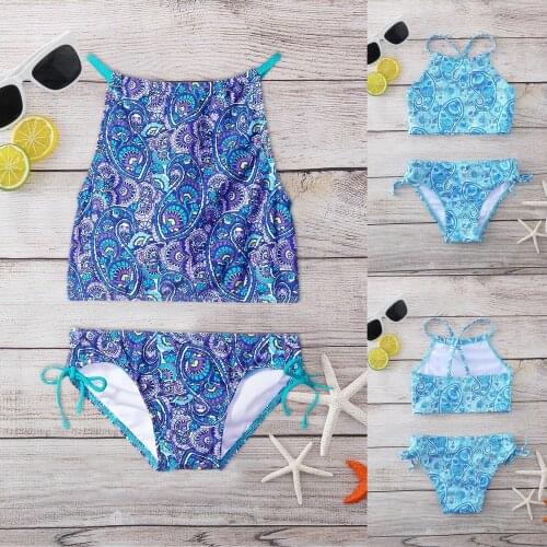 2021 New Baby Swimwear For Girls Daisy Beach Kawaii Halter Tankini 2-piece Swimsuit Swim Outfits Купальник Для Девочек Bimba