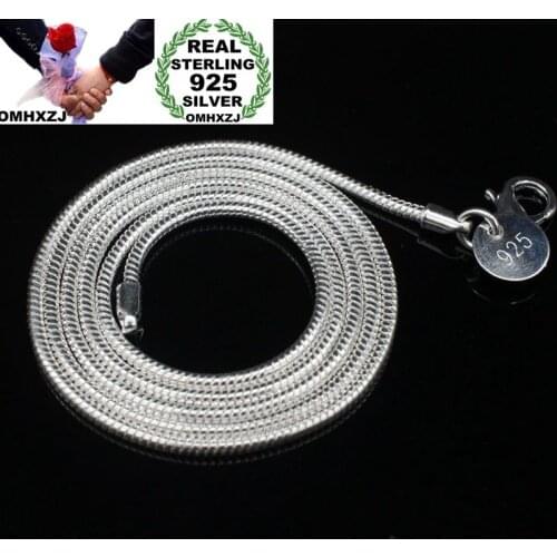 OMHXZJ Wholesale European Fashion Woman Man Party Wedding Gift Silver Snake Chain 925 Sterling Silver Chain Necklace NA195
