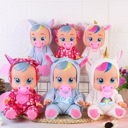 3D Silicone Unicorn Doll Reborn Cry Baby High Quality Magic Tears Doll Play House Toys For Kids Gift