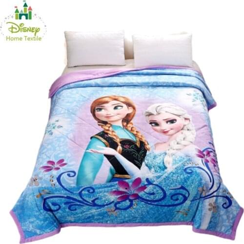 Blue Frozen Elsa and Anna Princess Quilts for Girls Bedding Summer Quilted Duvet Thin Comforter 150*200cm Childrens Bedroom 3D