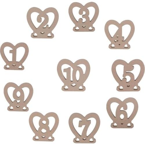 Heart-shaped 1-10 Table Number Signs for Wedding Party Decor Wood Number Birthday Seat Card Roman Numerals
