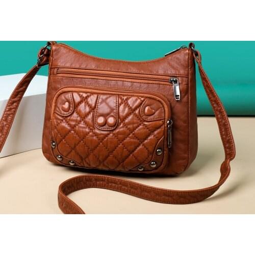 Vintage Women Bag Fashion Brand Womens Bag Leather Messenger Bag Designer Shoulder Bag Womens Handbag Large Ladies Purse