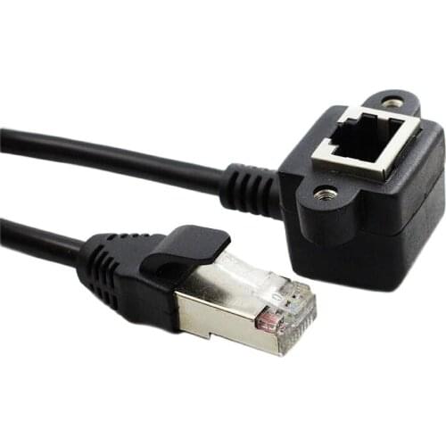 1m/3FT 1.5m/5FT RJ45 Male to Female 90 Right angle bend Up Downed Panel Mount Ethernet LAN Extension Extender Cable Cord