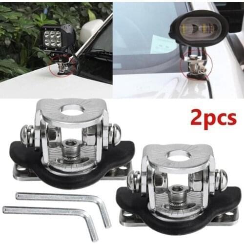 1pair Car Engine Hood Work Light Metal Bracket Stainless Steel Car Hood Headlight Bracket Rotatable Bracket Headlight Holder