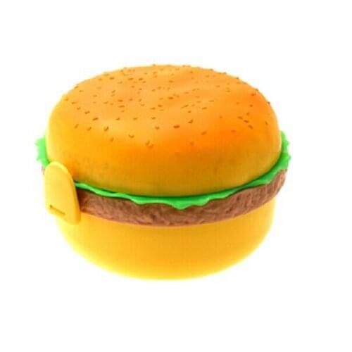 1pcs High Quality Round Shape Hamburger Plastic Bento Lunch Box with Fork & Spoon Wonderful Gift(00103)