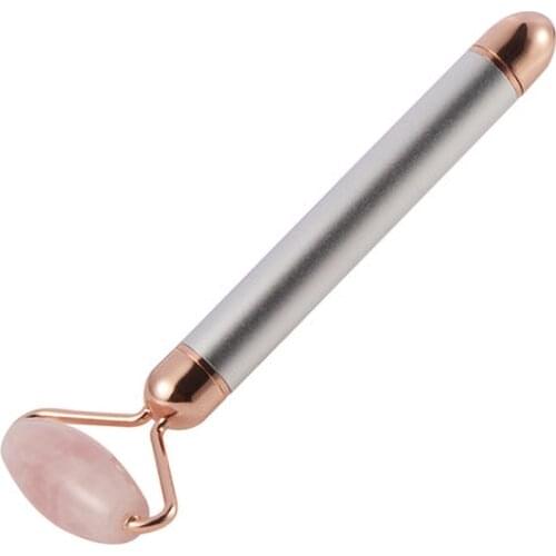 3 In 1 Electric Jade Roller Slimming Face Massage Lifting Vibrating Natural Rose Quartz Stone Facial Beauty Tool Unpackaged