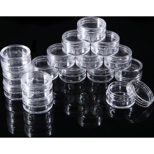 50pcs 5g/ml Empty Cream Jar Clear Mini Sample Pots Cosmetic Bottles Containers Plastic Eye Shadows Lotions Lip Balms Storage