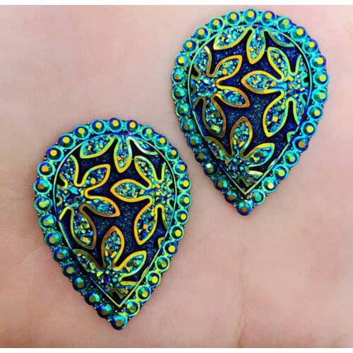 8pcs 30*40mm Drop shape Crystals AB Rhinestone Flatback sewing 2 Hole Stones Resin For DIY Wedding decorate Crafts