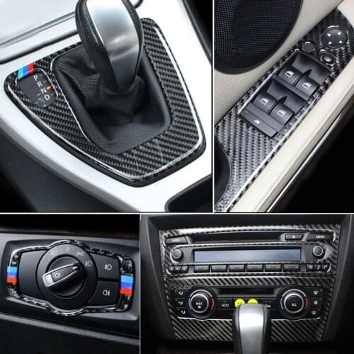 Accessories For BMW 3 Series E90 E92 E93 Carbon Fiber Inner Gearshift Air Conditioning CD Panel Door Armrest Cover Trim Sticker