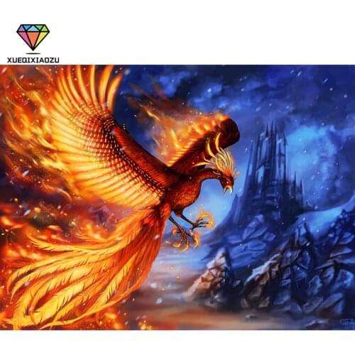 Full Round Diamond 5D DIY Diamond Painting "Fire Phoenix" Diamond Embroidery Mosaic Cross Stitch 5D Home Decoration Gift CD309