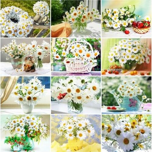 AZQSD Diamond Embroidery Daisy Mosaic Full Square Rhinestones Handmade Diamond Painting Flower Cross Stitch Home Decor Gift